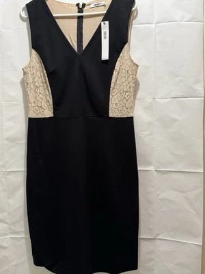 NUEVO CON ETIQUETAS DKNY Maxi Vestido de Encaje Negro y Beige Sin Mangas Nuevo $139 Talla 10 Foto 1 de 4