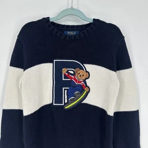 POLO Ralph Lauren Boys Snowboard Big Bear Patch Cotton Sweater, Size M (10-12) - Picture 1 of 10
