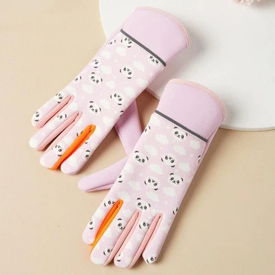 Luvas quentes infantis de veludo com padrão de nuvem panda para ciclismo de inverno; H0W7 - Imagem 1 de 4