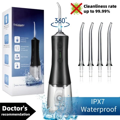 LABELGIFT Powerful 5 Jet Tips Cordless Water Flosser Dental Oral Irrigator Teeth Cleaner
