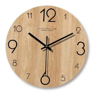 12 inch Vintage Wood Grain Simple Wall Clocks Silent Creative Living Room E - Picture 1 of 6