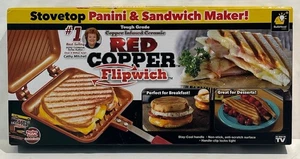 Máquina antiadherente para sándwiches y panini de cobre rojo Flipwich nueva en caja - Imagen 1 de 2