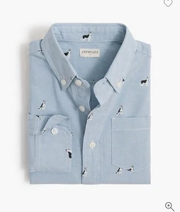 J. Crew Crewcuts Jungen Hemd mit Knopfleiste blau mit Huskyhunden 6-7 100 % Baumwolle - Bild 1 von 6