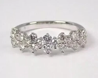 Anel de casamento de noivado de diamante folheado a ouro branco 14K corte redondo 2 quilates criado em laboratório - Imagem 1 de 4