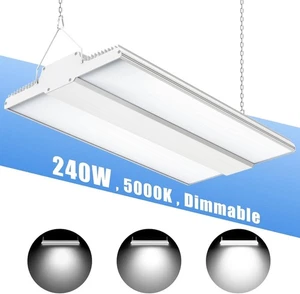 LED Linear High Bay 240W 5000K 100-277 VAC White 0-10V Dimmable 36000LM UL DLC - Picture 1 of 11