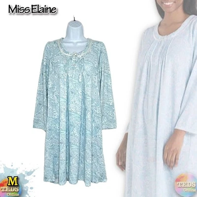 Camisola curta feminina Miss Elaine M escovada nova sem etiquetas - Paisley aquático - Imagem 1 de 4