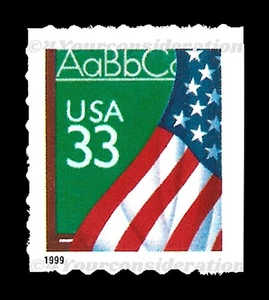 1999 Scott #3283 Flagge über Tafel - ATM dünnes Papier Sehr guter Erhaltungszustand - MNH S/A einzeln - Bild 1 von 1