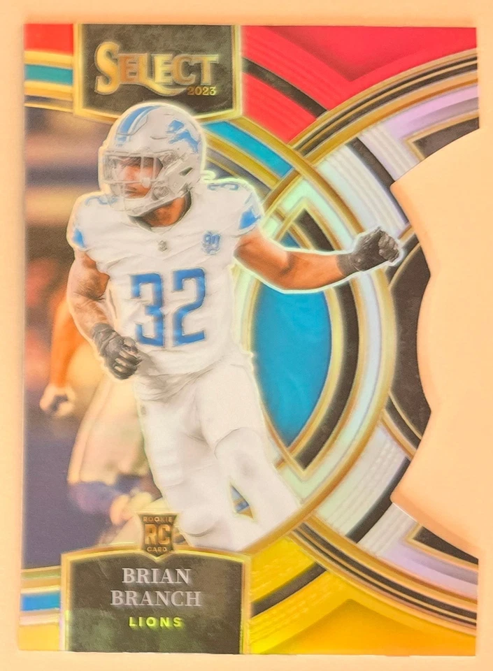 2023 Select Premier Level Brian Branch #135 Red & Yellow Prizm Die-Cut Rookie - Image 1 of 1