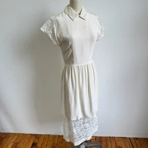 SUZANNE RAE Midikleid elfenbein Seide & Spitze rückenfrei - passt S - Top Zustand - Bild 1 von 7