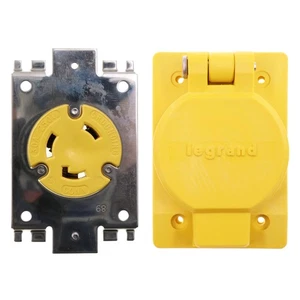 PASS & SEYMOUR 69W48 LOCKING WATERTIGHT RECEPTACLE W/ COVER, L6-30R, 30A, 250V - Picture 1 of 4