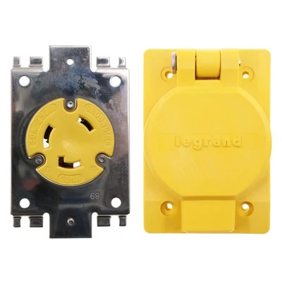 PASS & SEYMOUR 69W48 LOCKING WATERTIGHT RECEPTACLE W/ COVER, L6-30R, 30A, 250V - Image 1 of 4