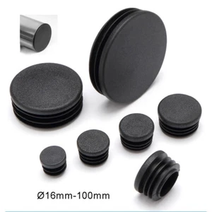 Round Plastic End Caps For Tubing Pipe Inserts Bungs Feet Blanking Plugs / Black - Picture 1 of 35