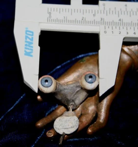 Antique small blue Glass Doll Eyes on rocker rack c 1 3/16" 31 mm Ø 3/8" - 9mm - Picture 1 of 3
