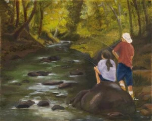 Maryeileen Perri, Fishing Hole, Giclee, signed and numbered - Picture 1 of 3