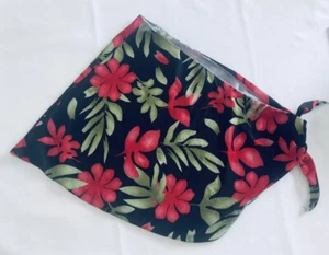 Womens Sanselle Short Sarong Black With Red Green Floral Pattern-Side Tie-Size10 - Picture 1 of 6