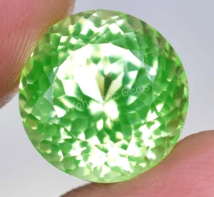 10.30 Ct Natural Green Peridot Round Shape VVS Pak Gemstone AGL Certified - Picture 1 of 7