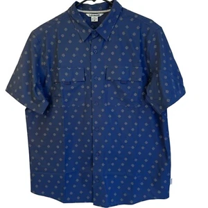 Voyager Mens Medium Navy Blue Short Sleeve Button-Up Shirt - Picture 1 of 10