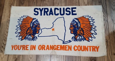 Vintage Syracuse Saltine Warrior Rug You're in Orangemen Country Indian Mascot Cover