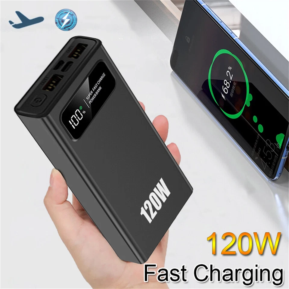 50000mAh Portable Power Bank Backup External Battery 120W Fast Charger for Phone - Image 1 of 4