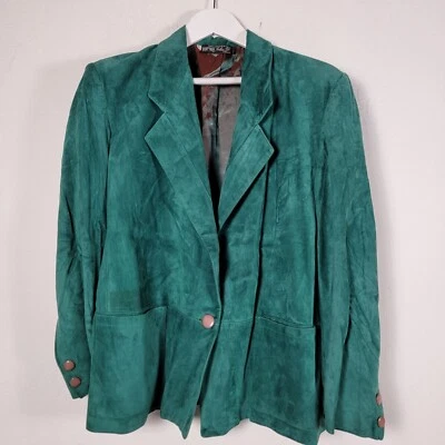 Chaqueta Blazer De Colección John F Firenze Verde Esmeralda Gamuza Para Mujer 46 Hecha en Italia Foto 1 de 4