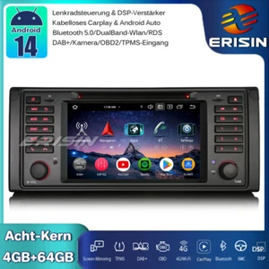 64GB Android 14 DAB+ Autoradio GPS Navi CarPlay WIFI DVD OBD2 Für BMW 5er E39 M5 - Bild 1 von 21