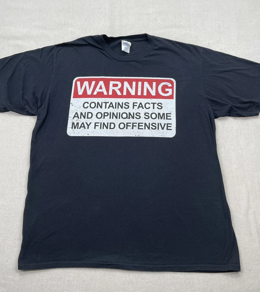 Divertida Camisa Para Hombres XL Negra Gráfica Advertencia Puede Encontrar Humor Ofensivo Camiseta Foto 1 de 4