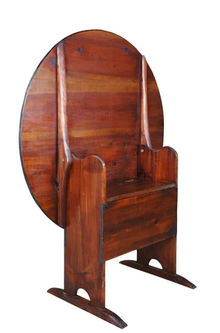Antique Early American Pine Tilt Top Shoe Foot Hutch Table Tavern Chair Storage Cover