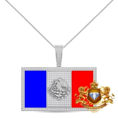 Pingente de bandeira mexicana real VVS1/D moissanita Bandera de México charme mapa do México - Imagem 1 de 2