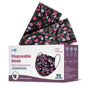 WeCare Maschera Viso Monouso, 3 Strati 50 Avvolta Singolarmente - Stampa Floreale - Foto 1 di 11