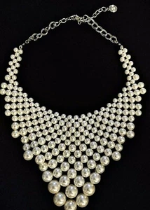 NEU Atemberaubendes großes Perlenkragen Halskette RBG 18" Statement Stück Lagenlook drapiert - Bild 1 von 6