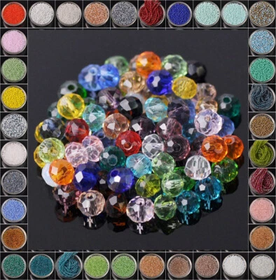 500pcs 4x3mm Rondelle Faceted Crystal Glass Loose Beads lot for Jewelry Making - Image 1 of 4