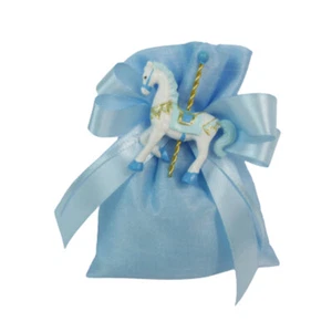 Bomboniere Battesimo Nascita Sacchetto Cotone Cavallino Giostra Celeste - Imagen 1 de 1