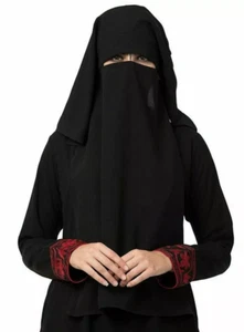 Mushkiya Freie Größe Schwarz Naqaab für Alle Abaya Oder Burka für Damen und - Bild 1 von 6