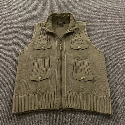 Eddie Bauer Vest Womens Medium Green Sweater Full Zip Pockets Vintage 90s Y2K - Image 1 of 4