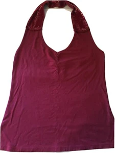 To The Max Red Sequin Halter Top V Neck Women’s Medium New - Picture 1 of 10