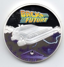 Back to the Future Colour Silver Coin Gem Faux Diamond Marty McFly Film 80s Old