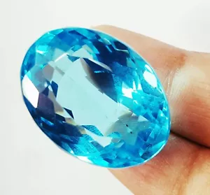 Pietra preziosa sciolta 71,90 carati topazio blu certificato dimensioni enormi gemma taglio ovale trasparente - Foto 1 di 9