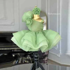 Cute Ruffles Mesh Tutu Flower Girl Dress Floral Puffy Kids Brithday Party Gowns - Picture 1 of 8