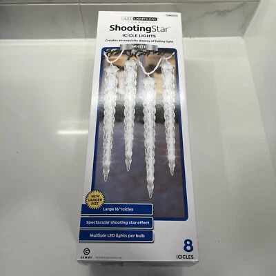 Gemmy LED Lightshow Shooting Star White Icicle Lights Set of 8 Christmas - Image 1 of 3