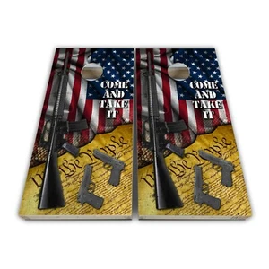 Guns Come and Take It Cornhole Wrap laminiert 3M Vinylfolie Set - UV geschützt - Bild 1 von 2