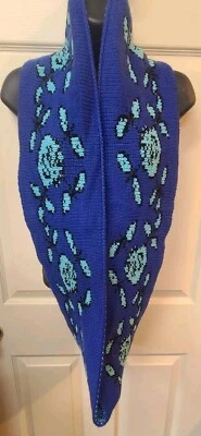 BETSEY JOHNSON Infinity Winter Scarf ~ Royal Blue Multi Rose Print - Image 1 of 4