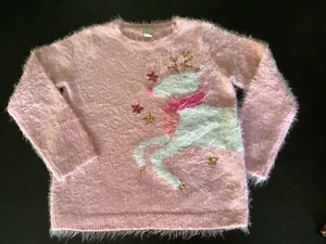 Girls Reindeer Fluffy Jumper with sequins Age 9-10. Monsoon. - Picture 1 of 3