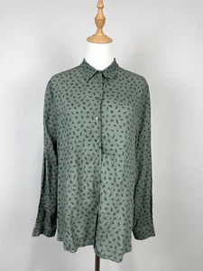 Lacoste Green Monogram Print Lightweight Buttons 100% Viscose Blouse Shirt Sz 42 - Picture 1 of 21