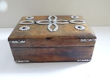 Vintage Wooden Jewellery Box With Metal Ornament