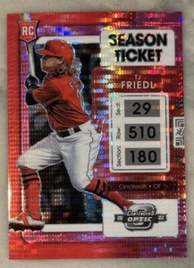 2022 Panini Chronicles Contenders Optic TJ Friedl (RC) Pink Pulsar Prizm 16 Reds