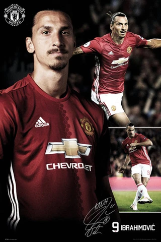 Zlatan Ibrahimovic TRIPLE-ACTION Manchester United Signature EPL Soccer POSTER Cover