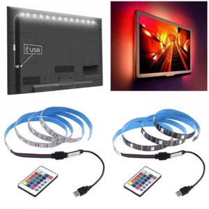 5V LED Strip Light 5050 RGB Bar TV Back Lighting Kitchen Room 24key Remote Light - Picture 1 of 14