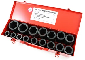 3/4" DRIVE IMPACT SOCKET SET DEEP CHROME MOLY TEK-CHROME SPECIAL BEST THERE IS
