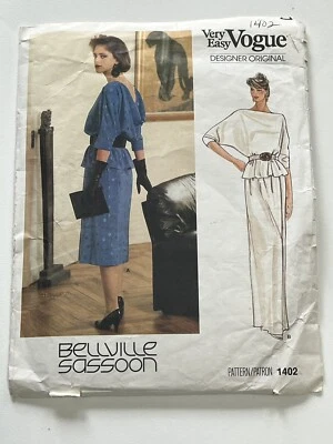 Designer Dress Size 12 Vogue V1402 Top Skirt  Sassoon Cut Pattern Loose Fit - Image 1 of 2