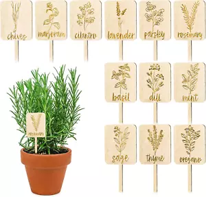 24Pcs Wooden Plant Labels Sign Planted Herb Markers Garden Labels with Printed H - Picture 1 of 7